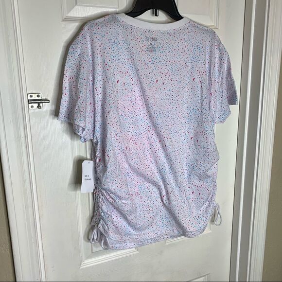 On Fire Lips Splatter Paint Ruched Side Tee Size 3X - Picture 4 of 10